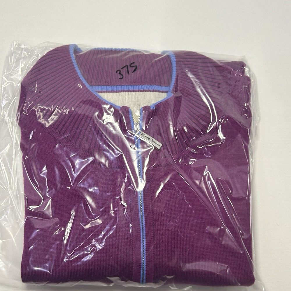 Tommy Bahama Cashmere Blend 1/4 zip Sweater‎ Long Sleeve Men's XLARGE Mulberry - Picture 9 of 9